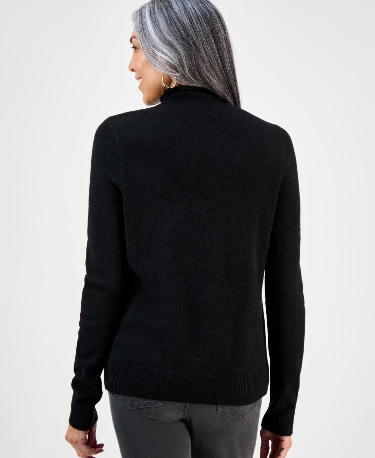 Style & Co Women's Mock-neck Sweater, Macy's Exclusive In Black