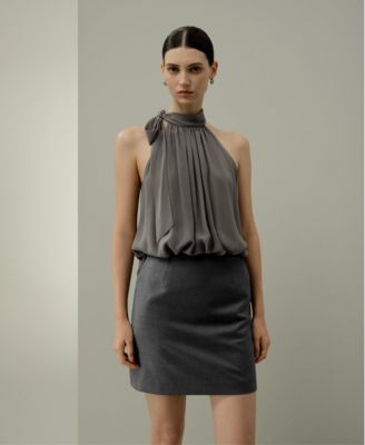 Women's Silk Georgette Tie-Neck Blouse