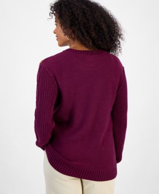 Petite Long-Sleeve Cable Knit Sweater, Macy's Exclusive