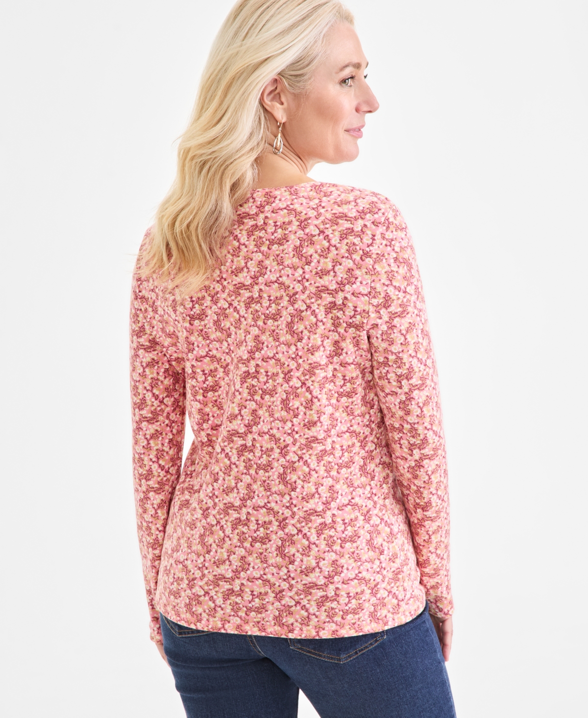 Style & Co Petite Floral-print Scoop-neck Top, Macy's Exclusive In Multi