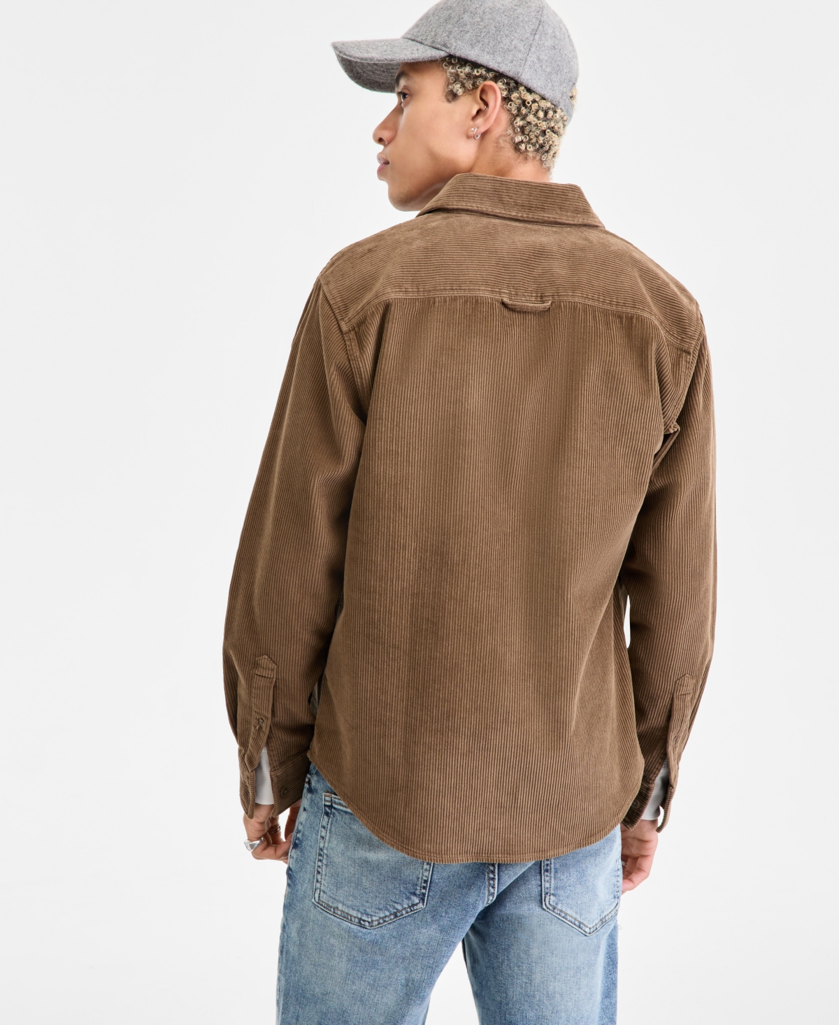 Sun + Stone Men's Long Sleeve Button-front Corduroy Shirt, Created For Macy's In Brown