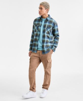 Men's Wade Long-Sleeve Cotton Flannel Plaid Shirt, Macy's Exclusive