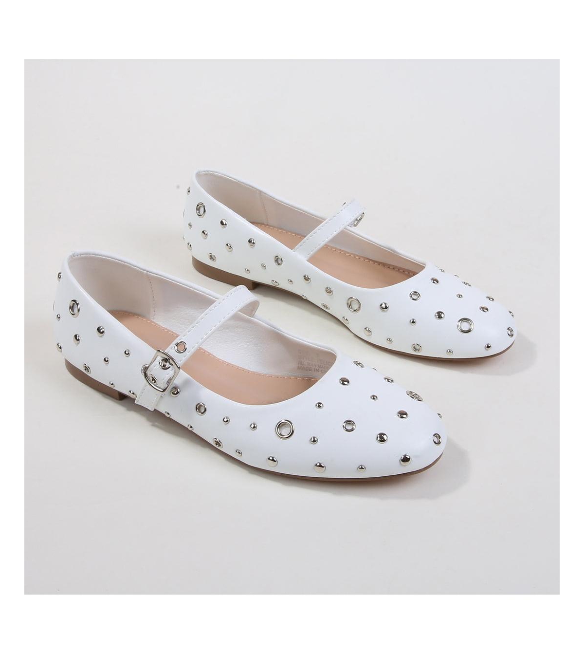 Felicity Studded Mary Jane Flats - Red