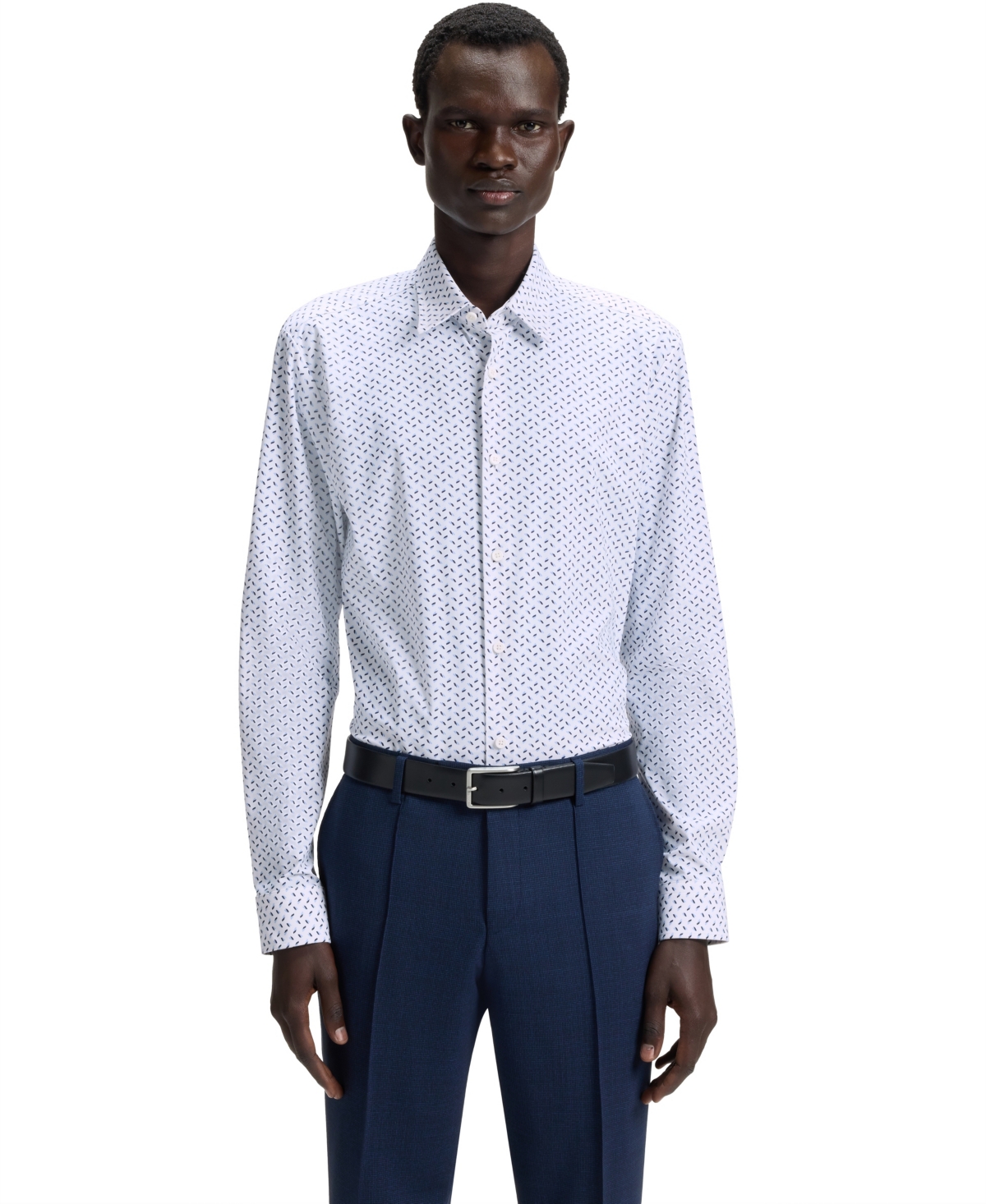 Boss by Hugo Boss Men's Performance-Stretch Slim-Fit Dress Shirt - Navy