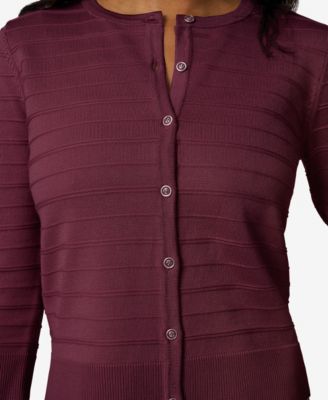 Women's Ottoman-Rib 3/4-Sleeve Crewneck Cardigan