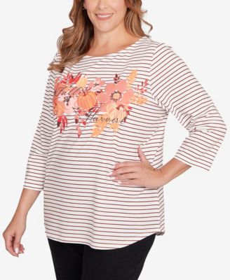 Plus Size Fall Harvest Striped Knit Top