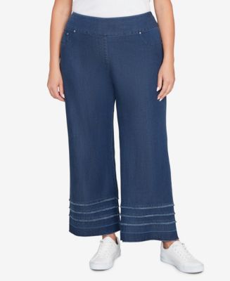 Ruby Rd. Plus Size Stretch Fringe Pull-On Ankle Jeans - Macy's