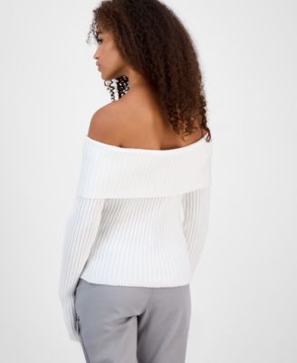 Juniors' Off-The-Shoulder Rib-Knit Sweater 