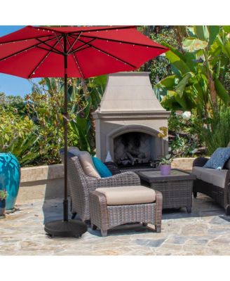 50 lbs Round Resin Patio Umbrella Base Stand Holder w/ Lockable Wheels