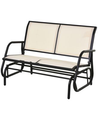 2-Person Outdoor Glider Bench, Patio Double Swing Rocking Chair Loveseat w/Powder Coated Steel Frame for Backyard Garden Porch, Beige