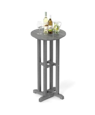 21.5'' Round Bar Table Patio HDPE Bar Height Dining Table with Slatted Tabletop
