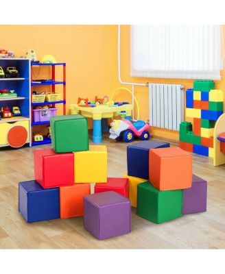 12-Piece 8'' PU Foam Big Building Blocks Colorful Soft Blocks Play Set For Kids
