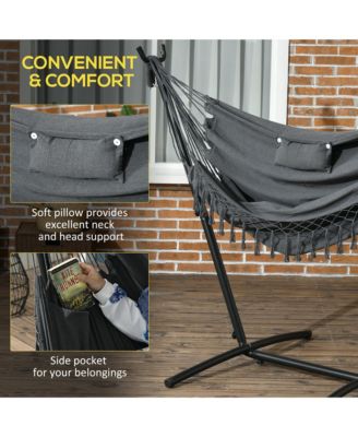 Outsunny Hammock Chair with Stand and Headrest Dark Gray