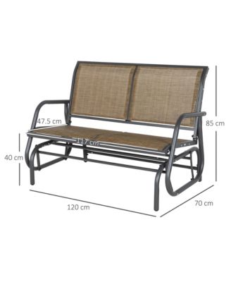 2-Person Outdoor Glider Bench, Patio Double Swing Rocking Chair Loveseat w/Powder Coated Steel Frame for Backyard Garden Porch, Light Mixed Brown