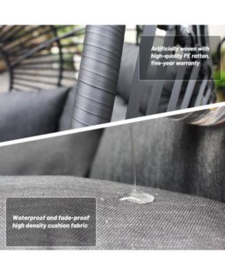 High Quality Outdoor Indoor Black color PE Wicker Swing Egg chair with Antracite Color Cushion And Black Color Base