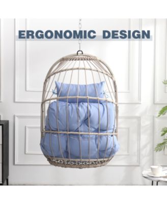 Outdoor garden rattan egg swing chair hanging chair PE hanging chair blue