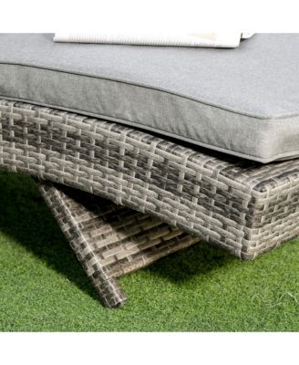 Chaise Lounge Pool Chair, Outdoor PE Rattan Cushioned Patio Sun Lounger w/ 5-Level Adjustable Backrest & Wheels for Easy Movement, Wicker, Mixed Gray