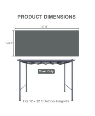 12x12FT Pergola Replacement Canopy- Retractable Sun Shade Cover with Water-Resistant & UPF 50+ UV Blocking for Outdoor Patio, Brown/Gray
