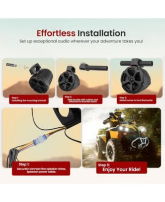 6.5'' Water-Resistant Marine Speakers + 2 Channel Amplifier for ATV, UTV, 4x4, Jeep, Boat Stereo System (1200W)