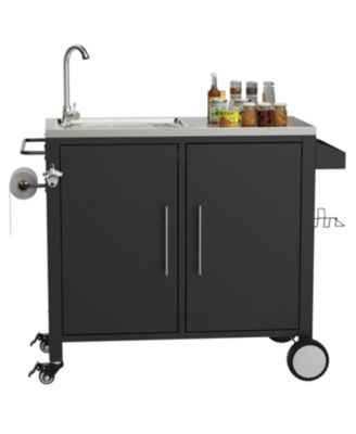 Outdoor Grill Table with Sink & Cabinet