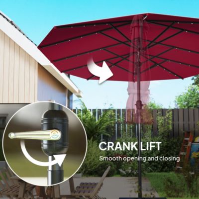 Double-Sided Sun Umbrella, Garden Parasol with Light,