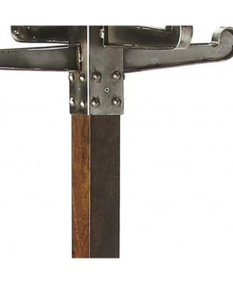 Industrial Vintage Style Coat Rack with Metal Frame and Wood Accents for Entryway