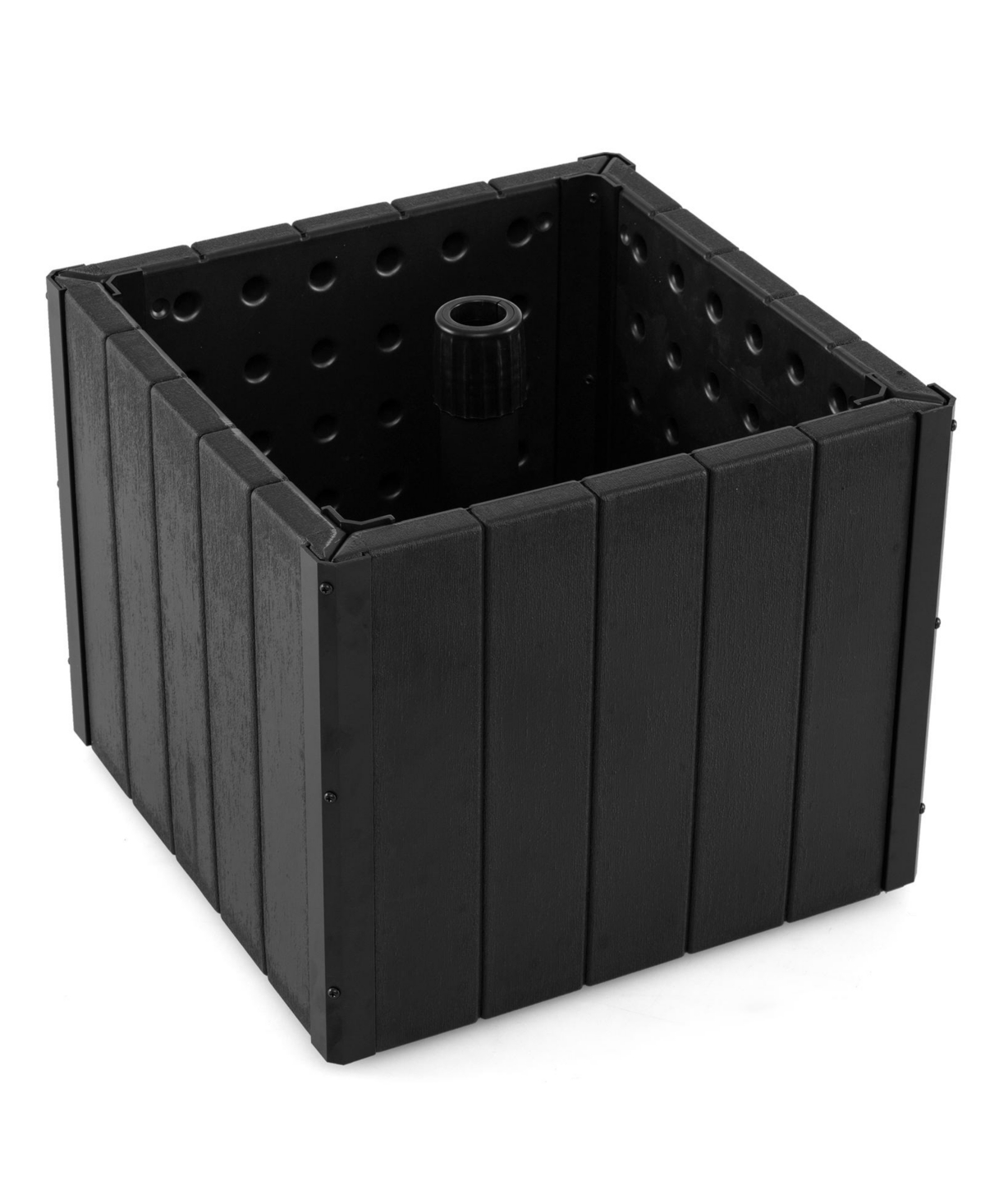 2-in-1 Outdoor Umbrella Base Planter w/Flower Box 4 Rolling Wheels 88 Lbs Capacity - Black