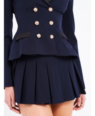 Women's Nasya Navy Blue Pleated Mini Skort