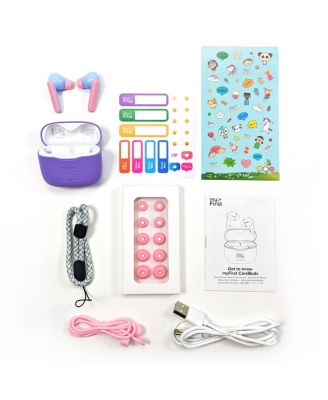 CareBuds (Cotton Candy) Kids Wireless Earbuds with 85dB Volume Limit, Built-in Mic, 6 Ear Tips, Anti-Lost Strap Easy Pairing, Gift for Kids 4-15