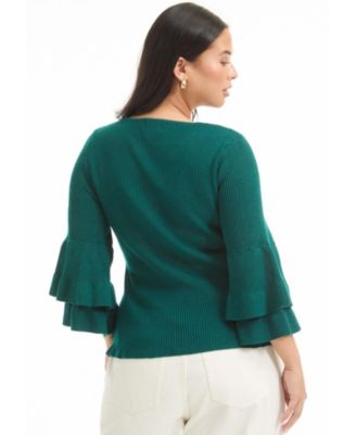 Women's June + Vie Ruffled Long-Sleeve Sweater