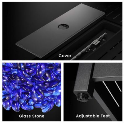 43" 2-in-1 Fire Pit Table with Adjustable Flame, 50,000 BTU Smokeless Windproof Propane Heater, Durable Metal Frame, CSA Certified for Patio