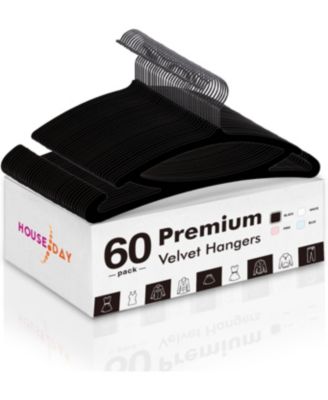 17.5 Inch Multifunction Velvet Hangers Black 60 Pack