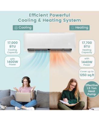 17000 BTU Mini Split Air Conditioner 21 SEER2 AC Unit w/ Heat Pump Energy Star Certified
