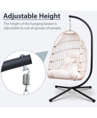 Outdoor Egg Hanging Chair with Stand, Patio Wicker Swing Egg Chair Indoor Swinging Chair Outdoor Hammock Egg Chair Off-white