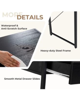 2-Drawer Home Office Desk with Steel Frame