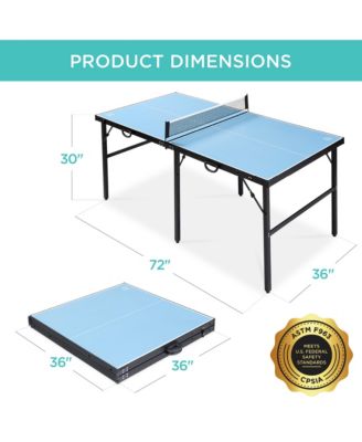 6x3ft Portable Ping Pong Table Game Set, Folding Table Tennis w/ 2 Paddles, Balls