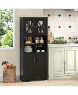 Tall Bathroom Cabinet Large Floor Storage Cabinet with Acrylic Doors & 3 Cubes