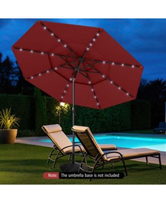 10 FT Solar Patio Umbrella w/ 32 LED Lights 3-Tier Vented Top Tilt Adjustment