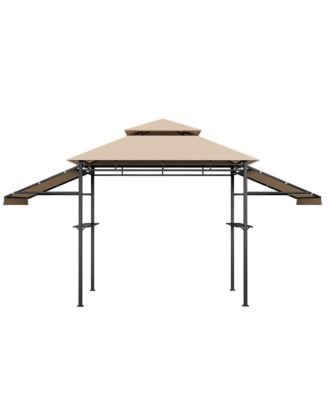 13.5' x 4' Patio BBQ Grill Gazebo Side Awnings Shelves 2-Tier Canopy Outdoor