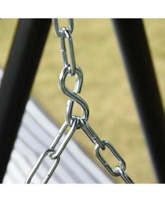 2-Seater Hanging Porch Swing Outdoor Patio Swing Chair Seat with Slatted Build and Chains, 440lbs Weight Capacity, Black