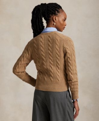 Women's Cable-Knit Wool-Cashmere Cardigan Sweater