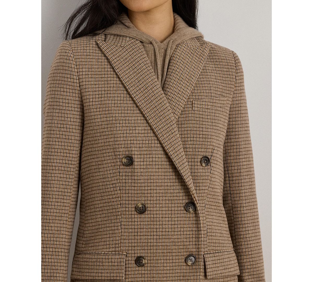 Ralph Lauren Double-breasted Wool-blend Twill Blazer In Brown