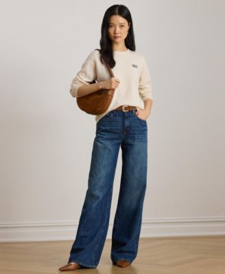 Women's Embroidered Cashmere Crewneck Sweater