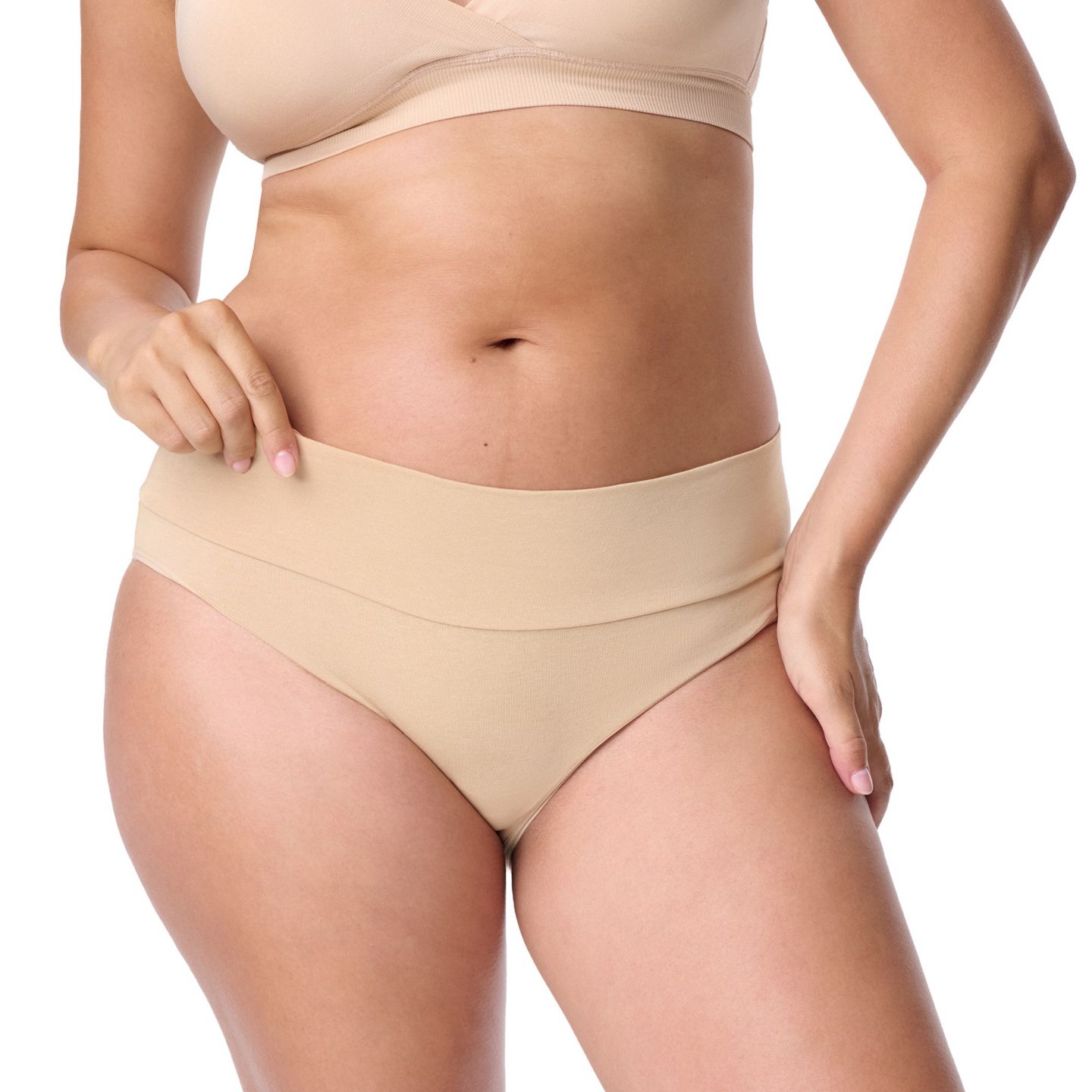 Трусы-брифы Maternity Motherhood Waistband, хлопок, 3 шт. — Motherhood Maternity, цвет: Меланжевый серый / Телесный — фото 4