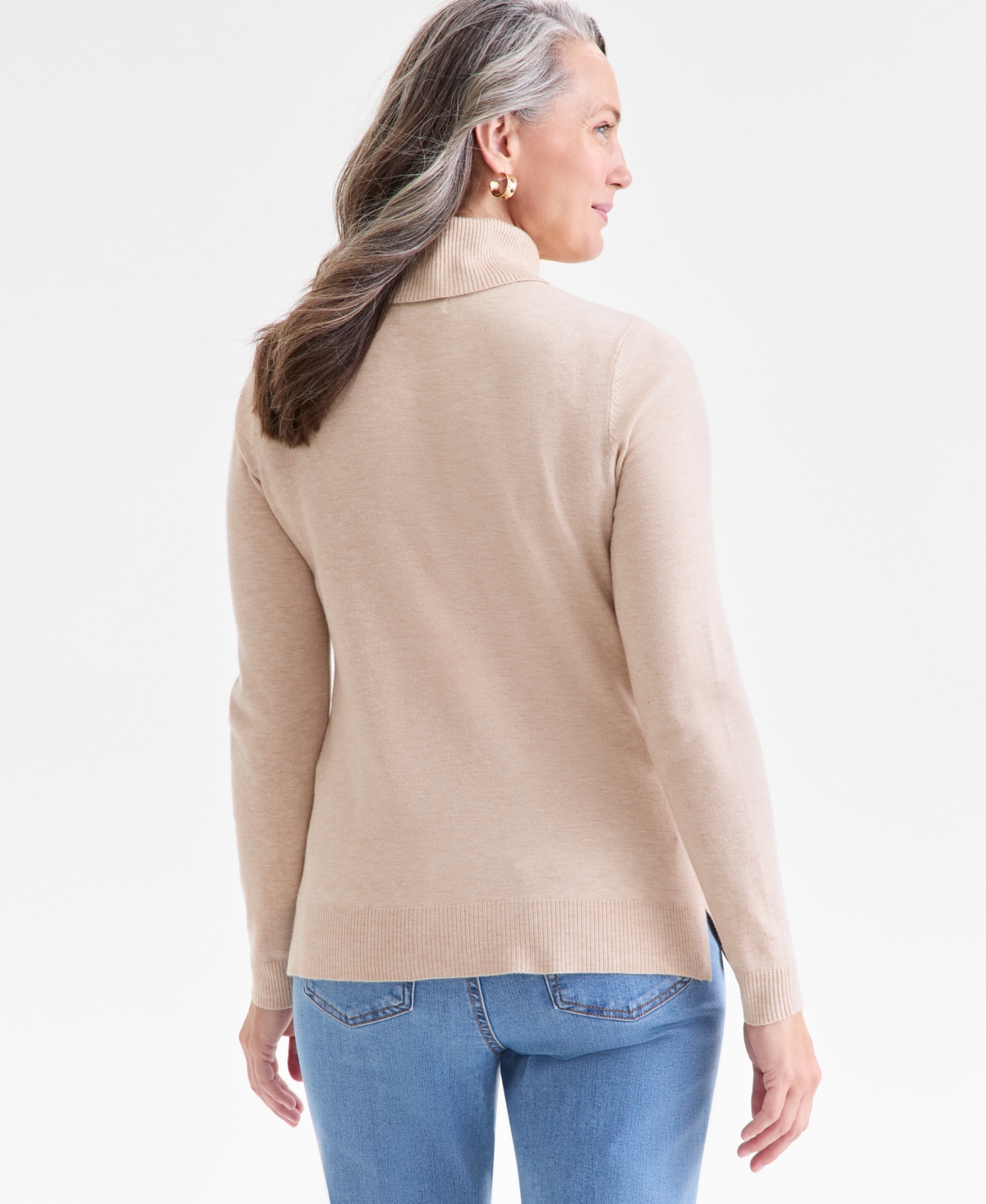 Style & Co Women's Long-sleeve Turtleneck Sweater, Created For Macy's In Pink