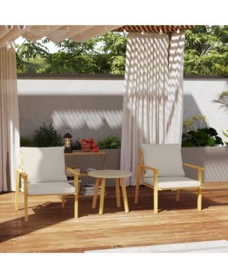 3 Piece Patio Set, Wood Effect Metal Bistro Set,
