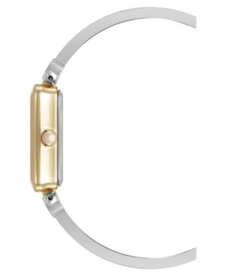 Women's Quartz Rectangular Black and Two-Tone Metal Alloy Bangle Watch, 23mm