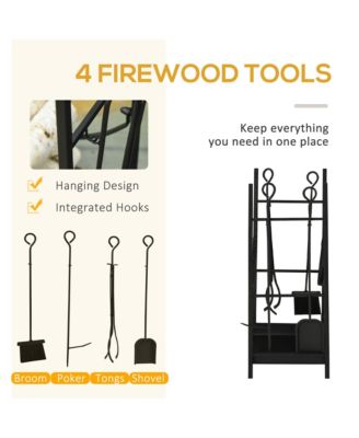 18&amp;#x22; 2-Tier Firewood Log Wood Storage Rack &amp; Accessories