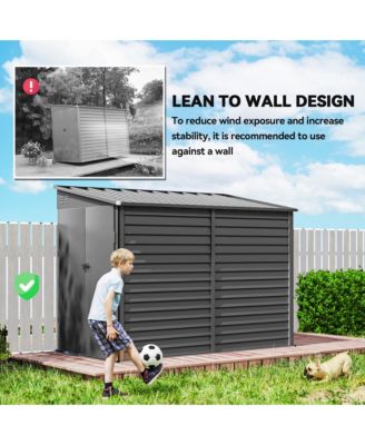 4.6' x 9' Metal Outdoor Storage Shed with Lockable Doors Dark