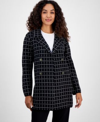 Kasper - Petite Notched-Collar Sweater Coat